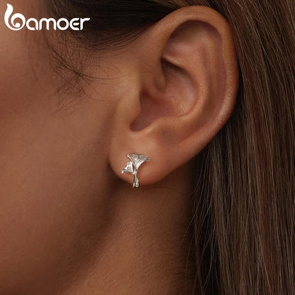 Ginkgo Leaf Hoop Earrings