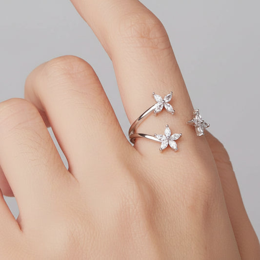 Adjustable Maple Leaf CZ Ring