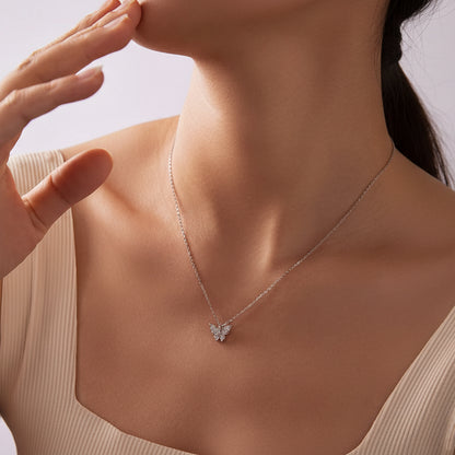 Moissanite Butterfly Pendant Necklace