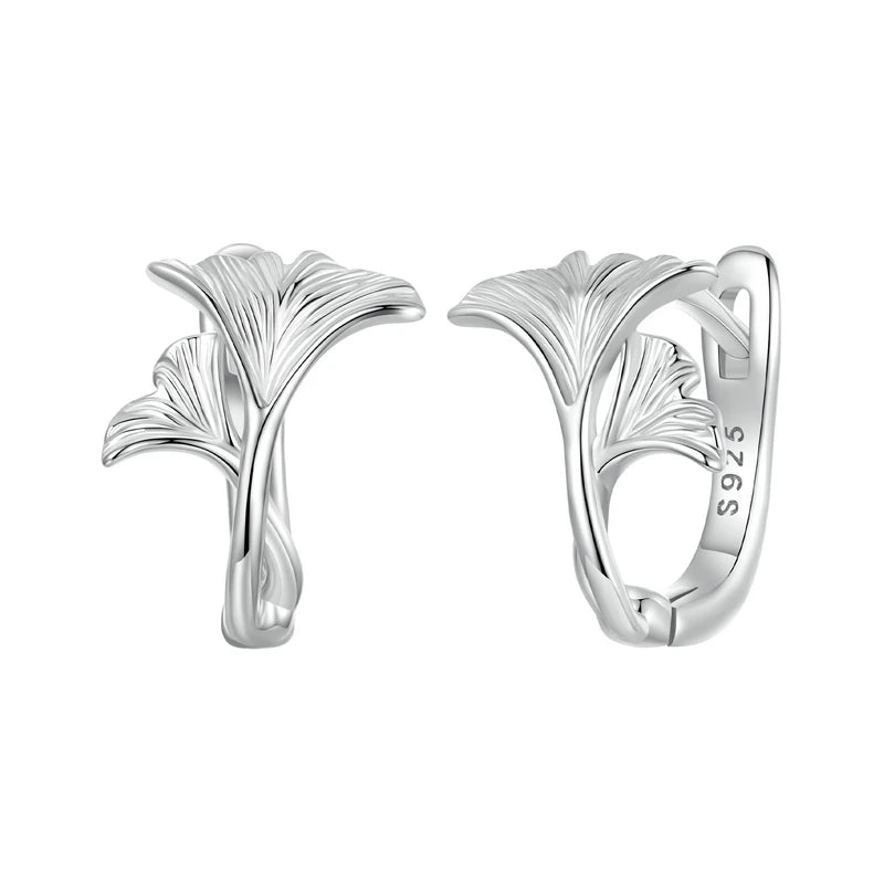 Ginkgo Leaf Hoop Earrings