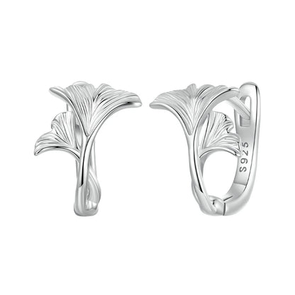 Ginkgo Leaf Hoop Earrings