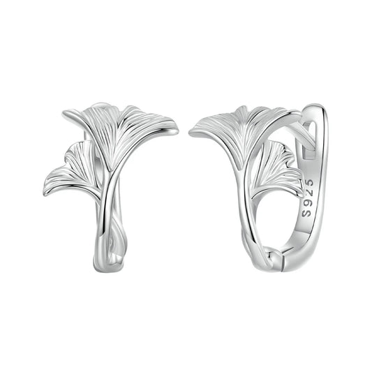 Ginkgo Leaf Hoop Earrings