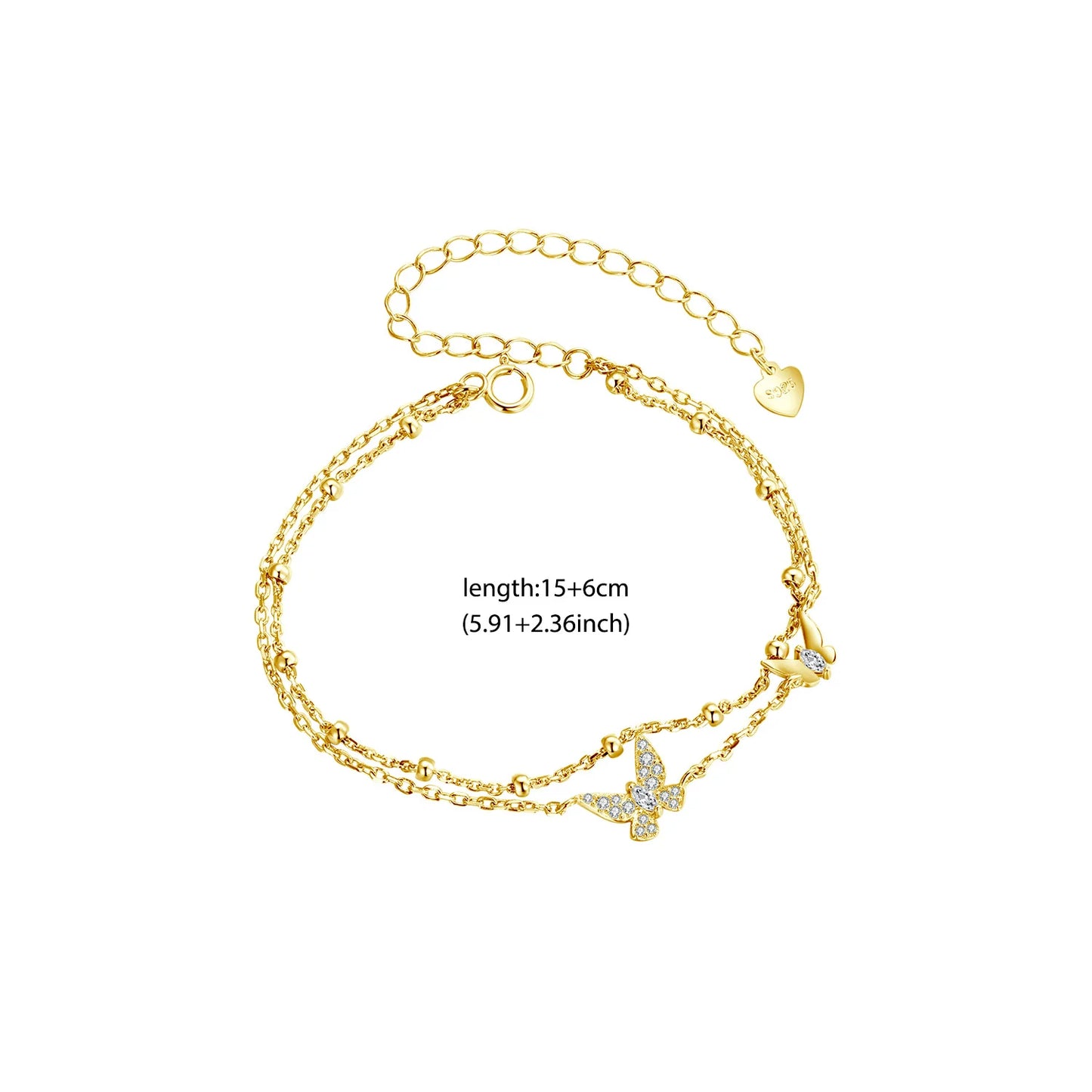 Double Butterfly Layered Bracelet