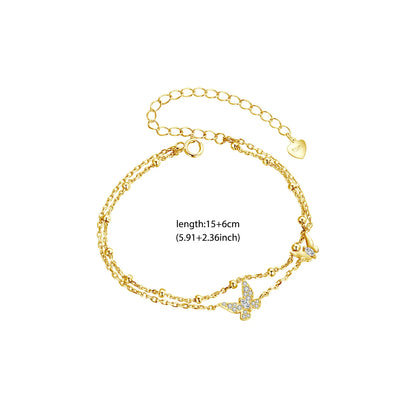 Double Butterfly Layered Bracelet