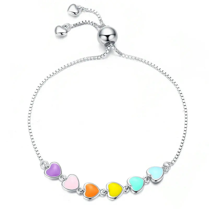 Rainbow Enamel Heart Bracelet