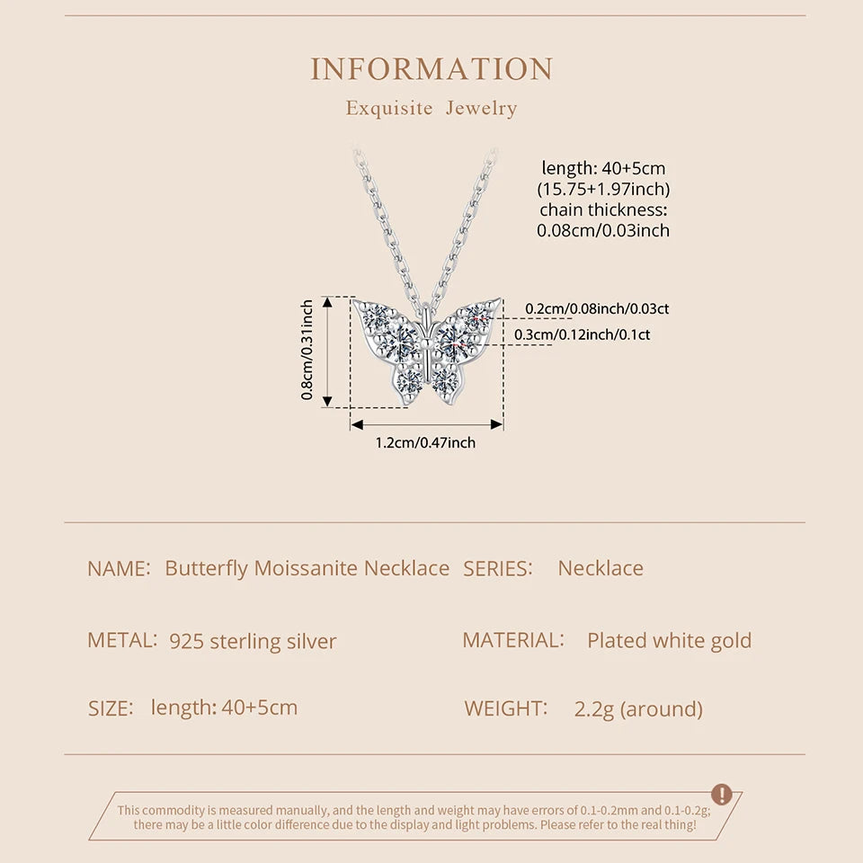 Moissanite Butterfly Pendant Necklace