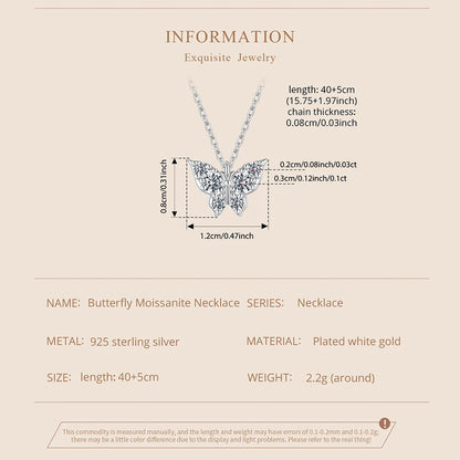 Moissanite Butterfly Pendant Necklace