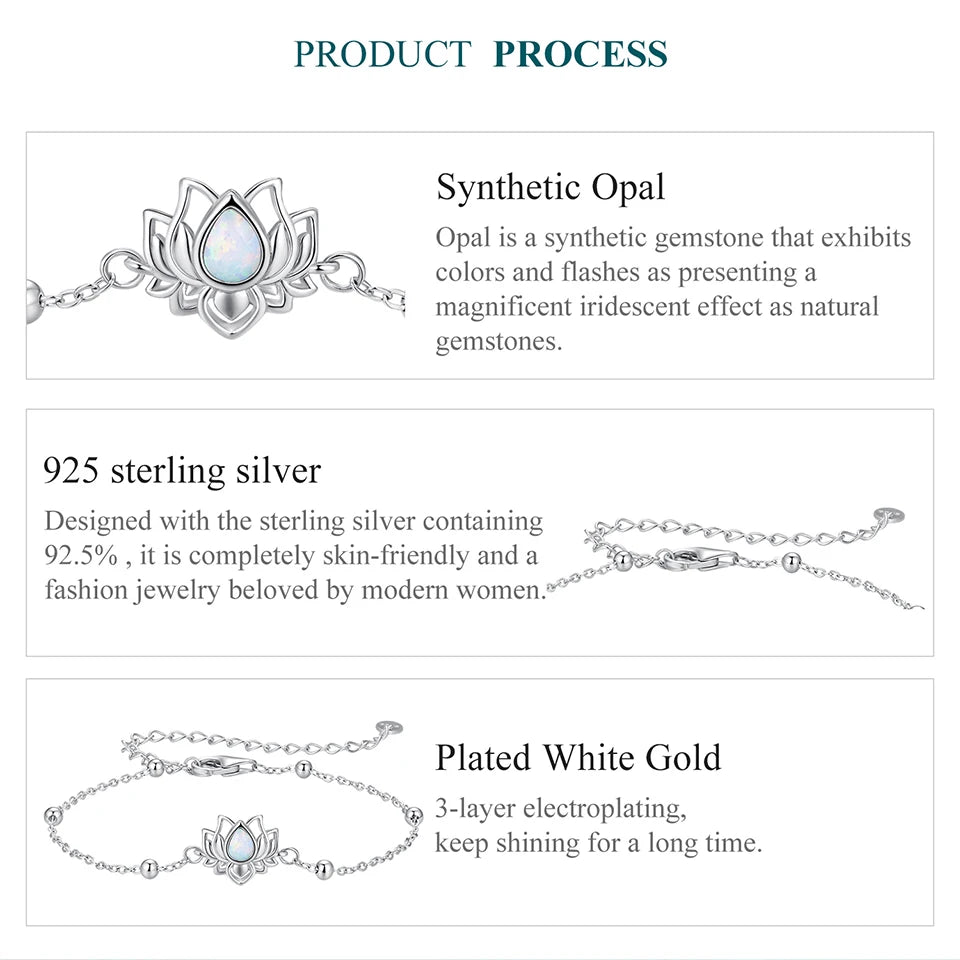 Opal Lotus Flower Chain Bracelet