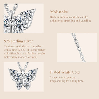 Moissanite Butterfly Pendant Necklace