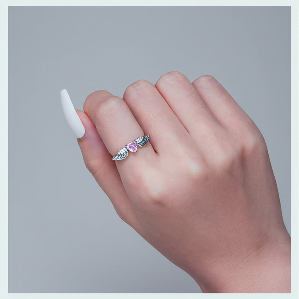 Angel Wing Heart Ring