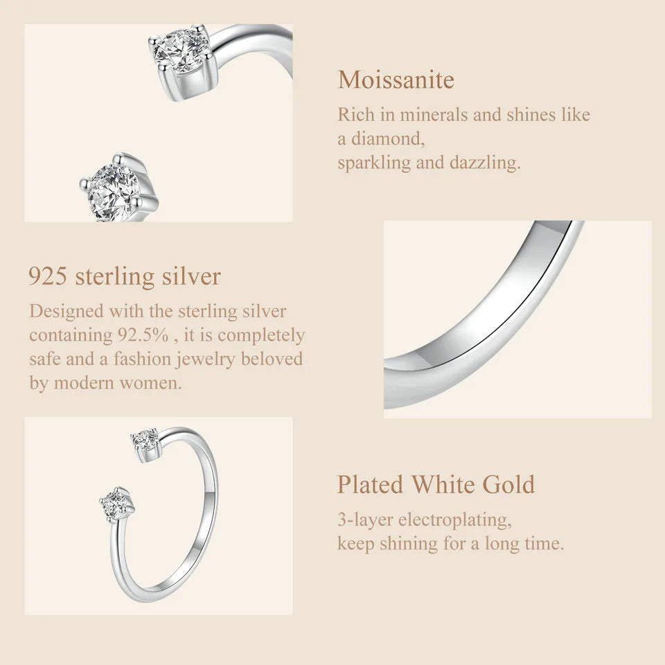 Moissanite Adjustable Ring