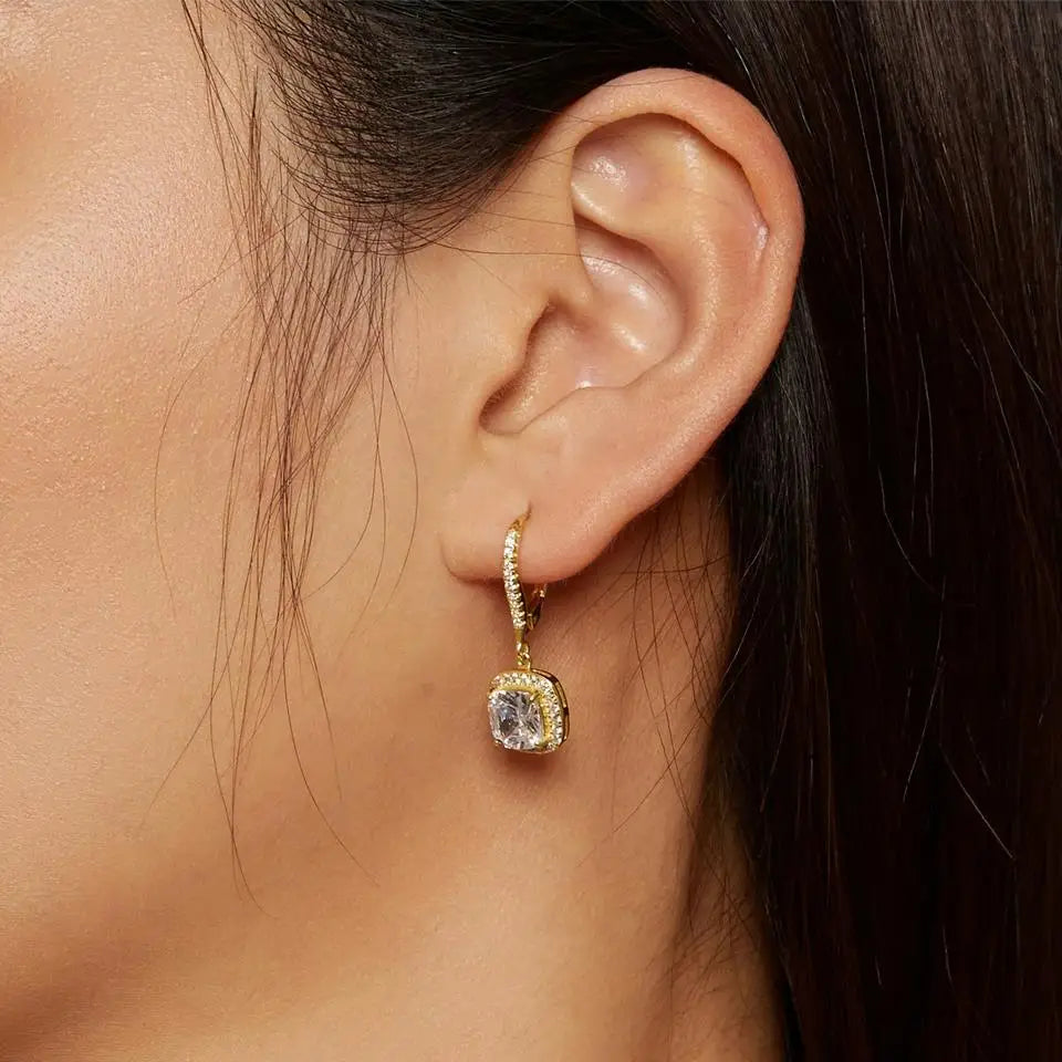 Geometric CZ Drop Earrings